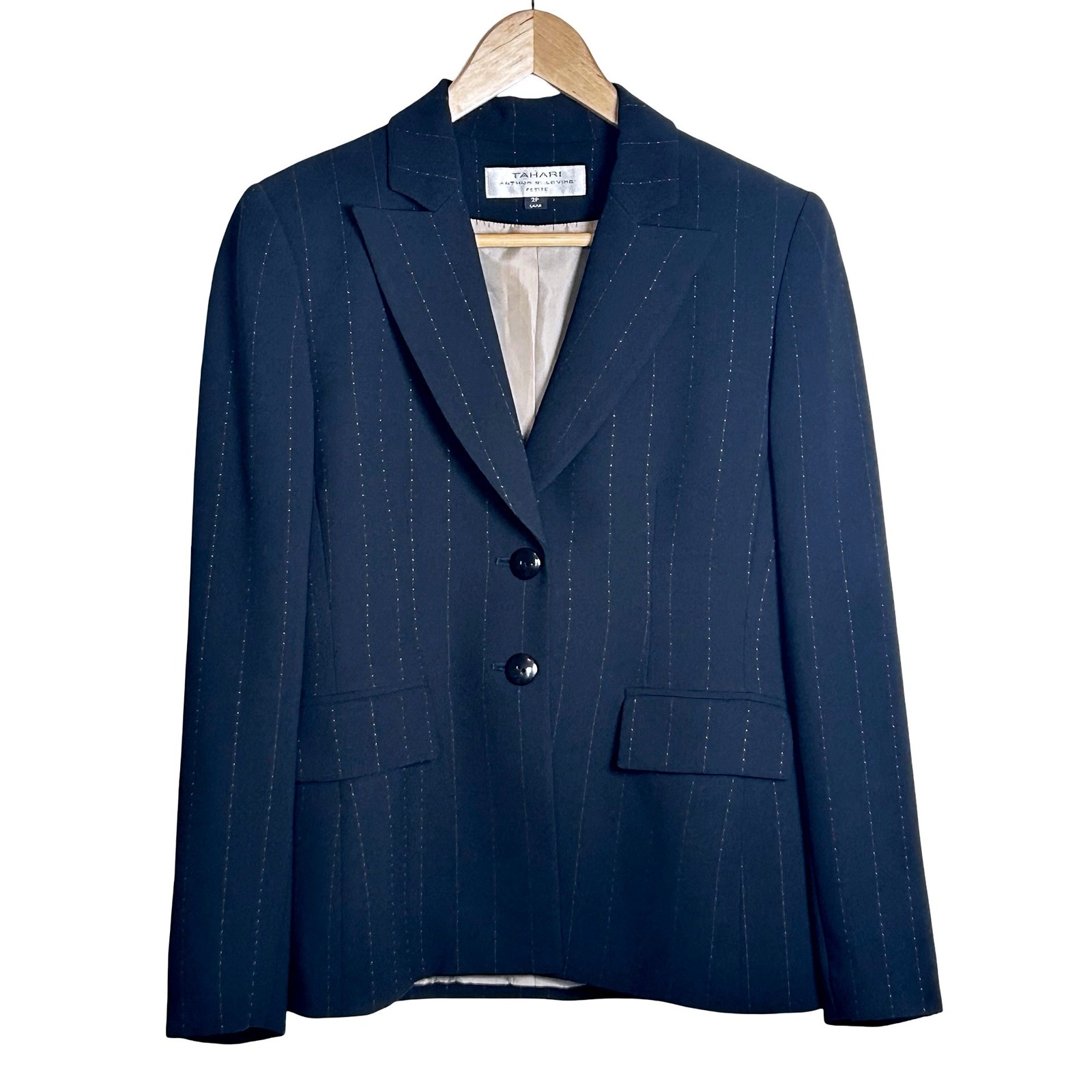 Tahari Arthur S Levine Pinstripe Blazer Women's Petite Size 2p Career Office